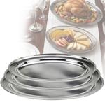 Stainless steel serving platter set, 3 pcs, oval, silver – Rust-free trays fo...