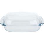 Grande pirofila in vetro con coperchio - capacità 4,1 litri - rostiera resist...