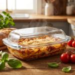 Grosse Glas Auflaufform mit Deckel - 4,1 Liter Fassungsvermögen - Hitzebestän...