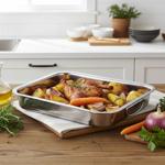 Stainless steel oven roasting pan with rack & handles - for roasting & baking...