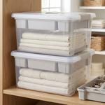 Lot de 2 grandes boîtes de rangement 16L avec organiseur et couvercle, transp...