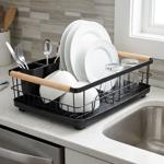 Moderno scolapiatti in metallo con vassoio raccogligocce – rastrelliera per p...