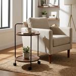 Tavolino con ruote, 2 ripiani: metallo & MDF, 40x40x67 cm, carrello flessibil...