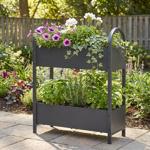 Pflanzgefäss Metall 60x22,5x75cm, Anthrazit - moderner Blumenständer für den ...