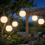 Set of 6 large solar lampions, Ø 40 cm – weatherproof hanging LED sphere for ...