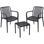 Set bistro moderne : 2 chaises de jardin avec accoudoirs et une élégante tabl...