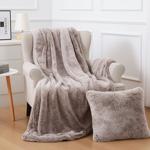 Set da 2 pezzi coperta super morbida 125 x 150 cm & cuscino decorativo soffic...