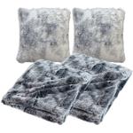 4-piece set super-soft cosy blankets 180 x 220 cm & 125 x 150 cm and 2 fluffy...