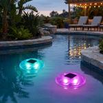 Set of 2 floating solar pool lights with color change: a magical underwater l...