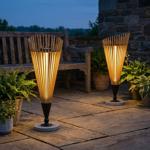 2er-Set Dekorative Solar-Laterne 60cm aus Bambus: Moderne Solarleuchte für de...