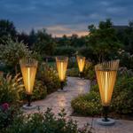 4er-Set Dekorative Solar-Laterne 60cm aus Bambus: Moderne Solarleuchte für de...