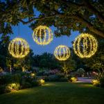 Set of 4 solar light globes in leaf design – Ø40 cm garden globe with 144 war...