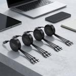 4er-Set 3in1 Roll-Ladekabel: 100W Power für Android & iPhone. 1m ausziehbar, ...