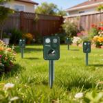 Set of 4 ultrasonic animal repellers with PIR sensor & LED flash light - 13.5...