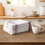 Durable 10-pack half-linen tea towels: 55% linen-45% cotton, burgundy, 70x50c...