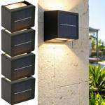 Lot de 4 appliques murales solaires LED pour extérieur : lampe de jardin blan...