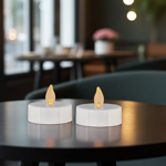 XL LED tea lights with timer in a set of 2, realistic flicker effect in warm ...