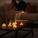 XL LED Teelichter mit Timer im 8er-Set, realistischer Flackereffekt in warmwe...