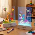Set of 2 Creative LED Acrylic Drawing Boards for Children: Wireless DIY Lamp ...