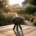 Mini Tischfeuer Outdoor, rauchfrei – Kompakte Feuerstelle aus Metall, Schwarz...