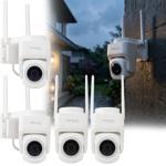 Set of 4 2K outdoor WLAN surveillance cameras, IP65 weatherproof: 355-degree ...