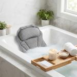 Ergonomisches Badewannenkissen: Luxus Nackenkissen mit 6 Saugnäpfen, 4D Struk...