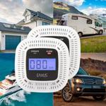 Set of 2 digital carbon monoxide detectors, CO alarm with LCD display, visual...