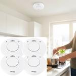 Set of 4 premium smoke alarms with 10‑year battery life – Certified to DIN EN...