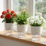 3er-Set Blumentopf selbstbewässernd 18.5cm aus Kunststoff: modernes Pflanzgef...