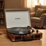 USB Plattenspieler mit PC-Aufnahmesoftware Braun: Plattenspieler, Schallplatt...