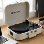 Tourne-disque valise blanc avec logiciel d’enregistrement pour PC : platine e...