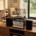 Music center DAB+ avec platine vinyle, CD, double cassette, FM – enregistreme...