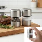 Set of 2 mini stainless-steel salt and pepper mills with ceramic grinder – sp...