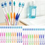 Toothbrushes 24-pack with tongue cleaner – hard manual toothbrush set in 4 co...