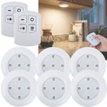 Lampes LED sous meuble set de 6 avec télécommande et touche – à piles, dimmab...