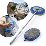 Multi‑function car mop with 160 cm telescopic pole, 180‑degree joint & 2 chen...