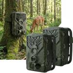 Set of 2 4K UHD wildlife cameras with 2 PIR motion sensors, smartphone live t...