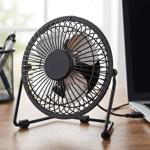 Ventilateur de table USB compact en métal noir, mini ventilateur pour bureau ...