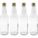 Set of 4 glass bottles 500 ml with screw cap – transparent glass juice bottle...