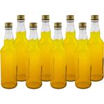 Set of 8 glass bottles 500 ml with screw cap – transparent glass juice bottle...