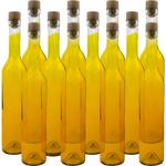 Set of 12 glass bottles 500 ml with cork closure - transparent glass liqueur ...