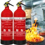 Set of 2 2L foam fire extinguishers, fluorine‑free, fire class A/F, extinguis...