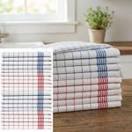 20er-Set Geschirrtücher aus 100% Baumwolle, 50x70 cm - Rot/Blau Kariert - Sau...