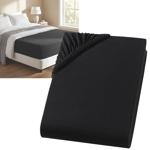 Premium fitted sheet for box-spring bed & waterbed - Black, 140-160x220 cm - ...