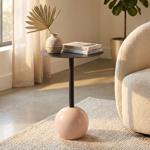 Table d’appoint design avec plateau rond, noir-beige – Pied colonne moderne a...