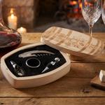 5-piece wine accessory set in compact wooden box – Including corkscrew, poure...