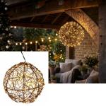 Superbe boule lumineuse LED noire 18 cm : micro-LED blanc chaud pour balcon e...