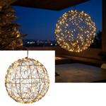 Superbe sphère lumineuse LED noire 25 cm : micro-LED blanc chaud pour balcon ...