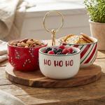Elegant 4‑piece serving set made of acacia wood & stoneware for tapas, dips &...