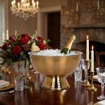 Elegant bottle cooler, stainless steel, gold, 39x24 cm – stylish sparkling wi...